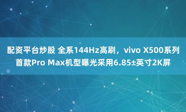 配资平台炒股 全系144Hz高刷，vivo X500系列首款Pro Max机型曝光采用6.85±英寸2K屏